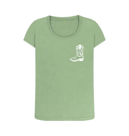 White cowboy boot scoop neck t-shirt - Trend Tonic