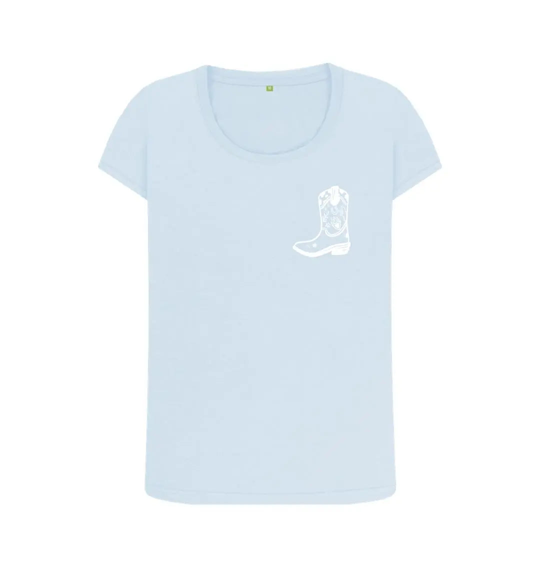 White cowboy boot scoop neck t-shirt - Trend Tonic