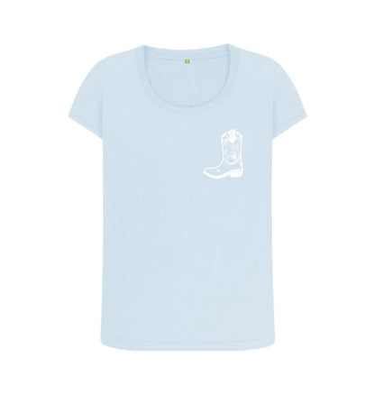 White cowboy boot scoop neck t-shirt - Trend Tonic