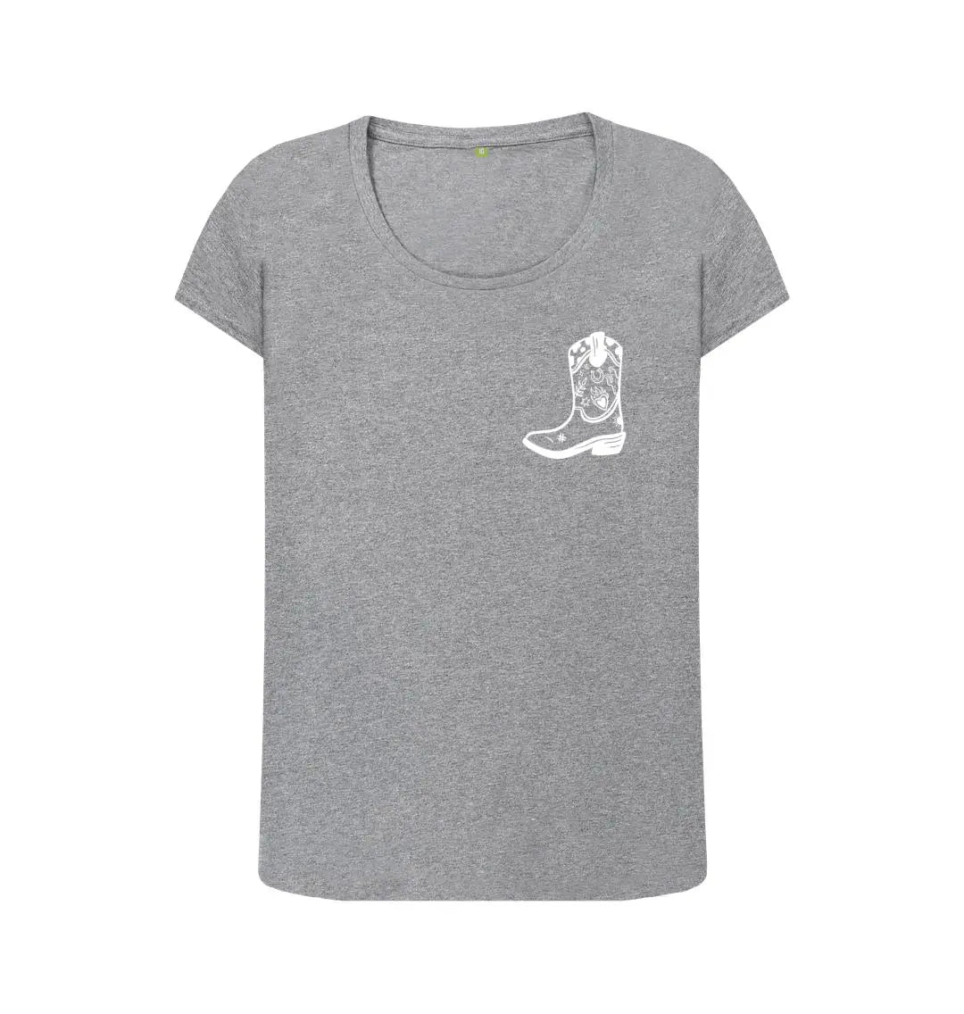 White cowboy boot scoop neck t-shirt - Trend Tonic