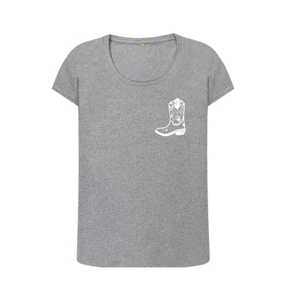 White cowboy boot scoop neck t-shirt - Trend Tonic