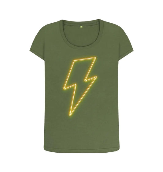 Yellow Neon Lightning bolt scoop neck t-shirt