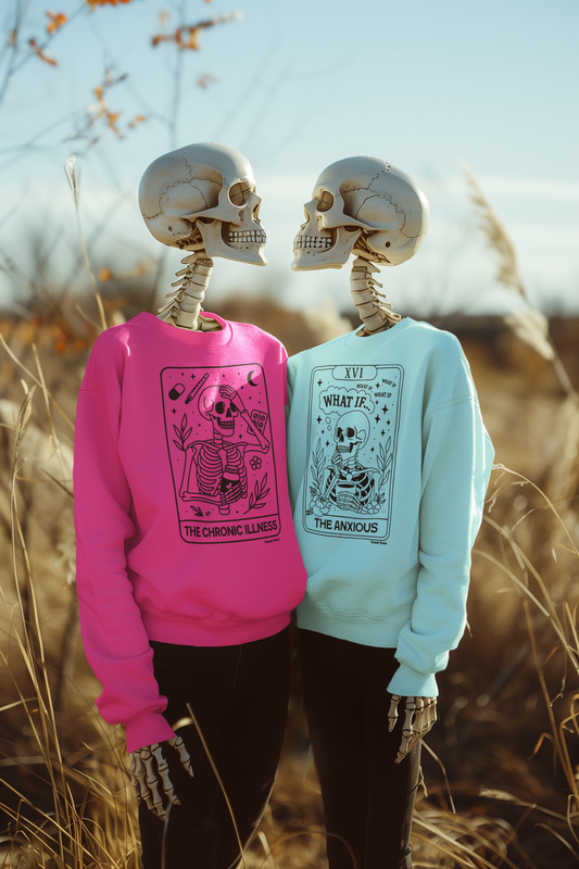 The Chronic Illness skeleton tarot card sweatshirt