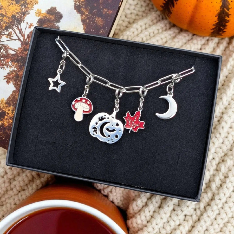 Silver autumn charm necklace