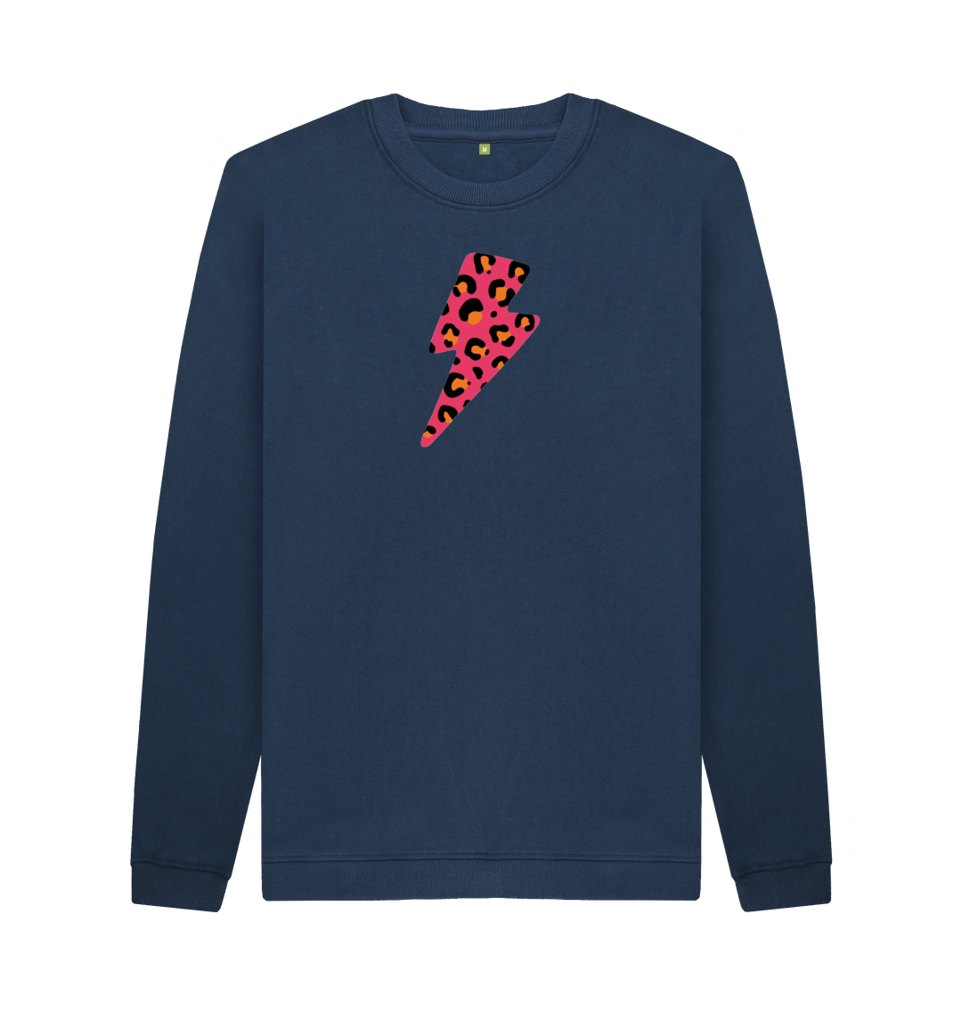 Navy Blue Printed Sweater Front