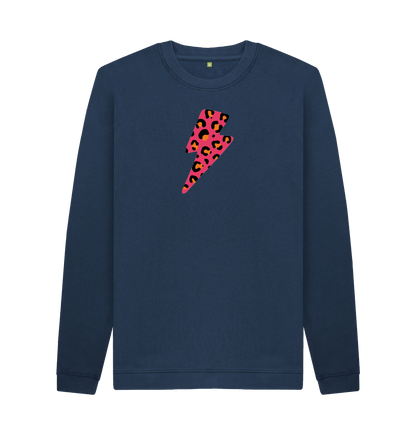 Navy Blue Printed Sweater Front