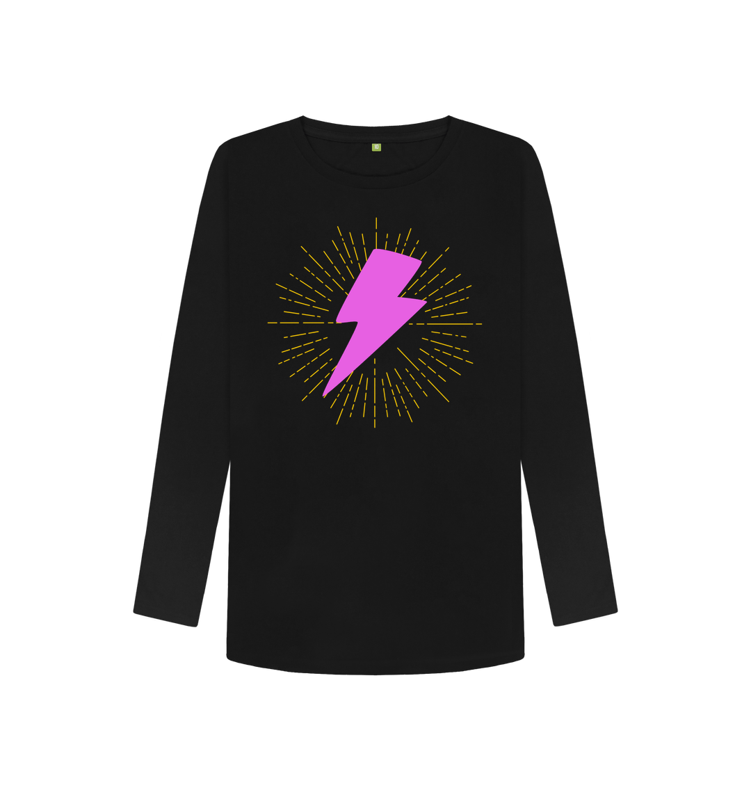 Black Printed Long Sleeve T Shirt Front