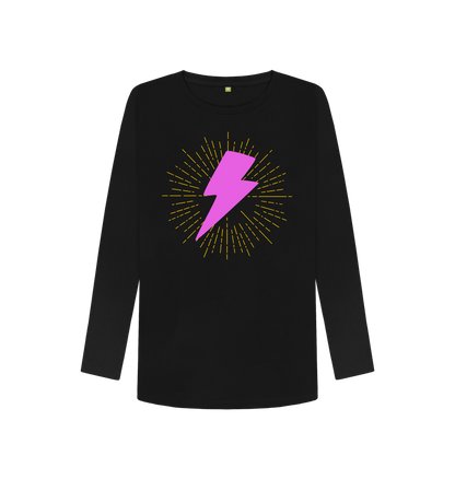 Black Printed Long Sleeve T Shirt Front