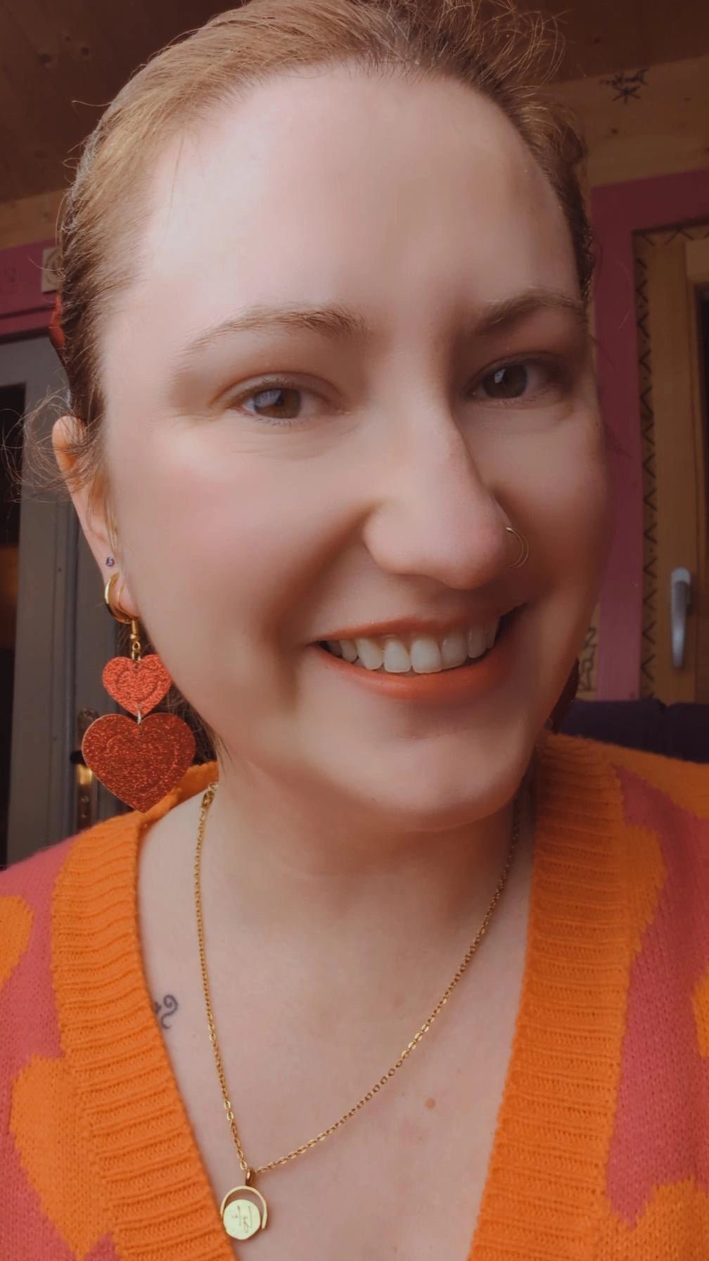 Big Reds double heart earrings - Trend Tonic