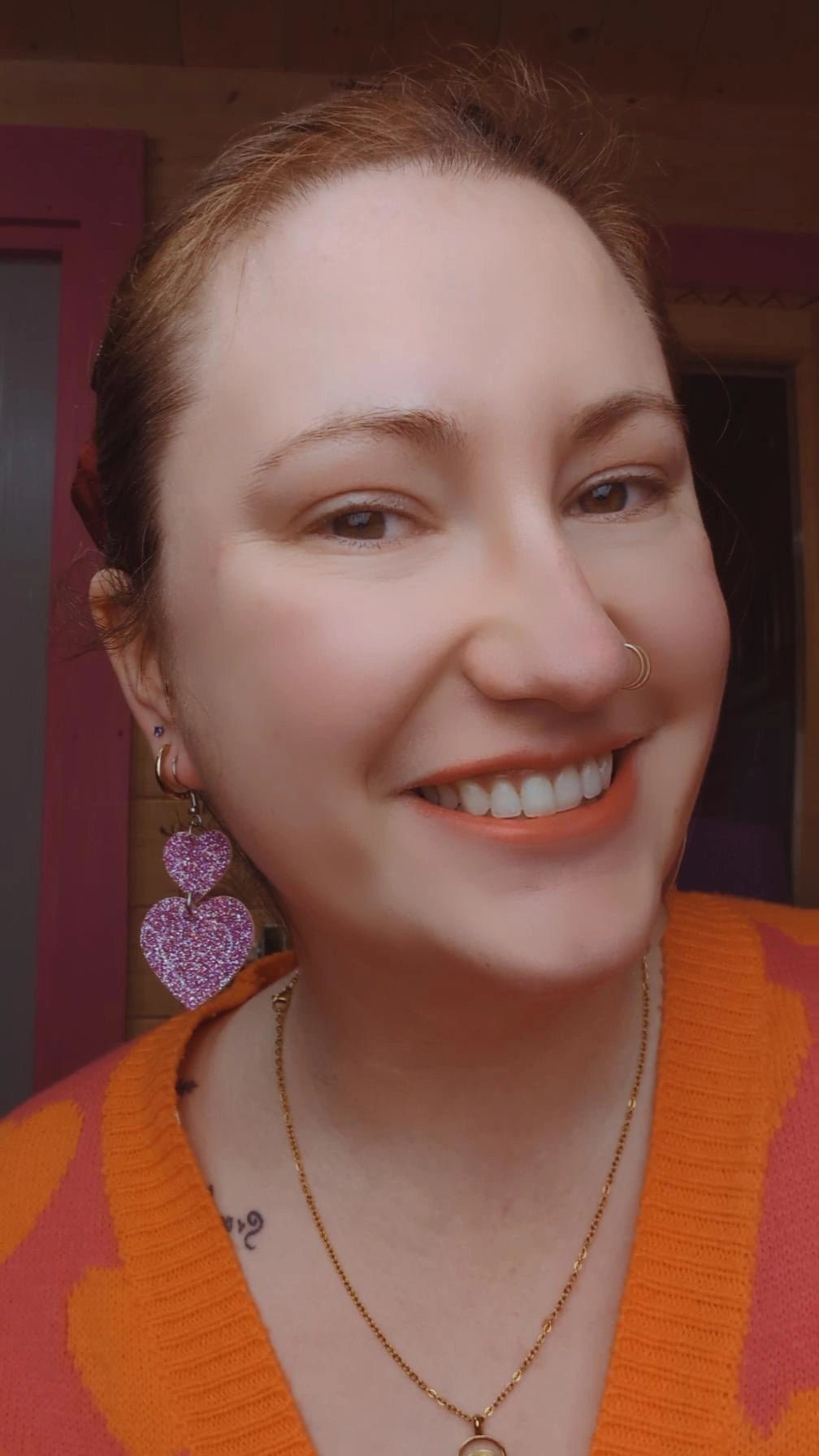 Big Reds double heart earrings - Trend Tonic