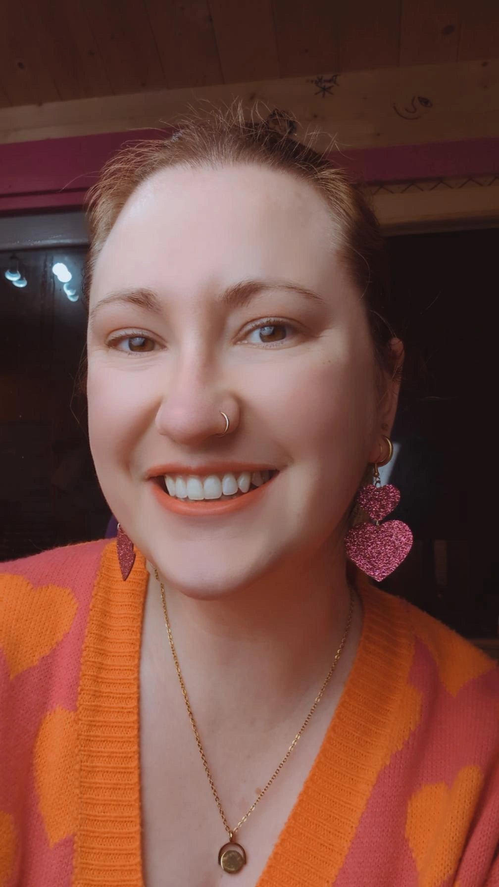 Big Reds double heart earrings - Trend Tonic