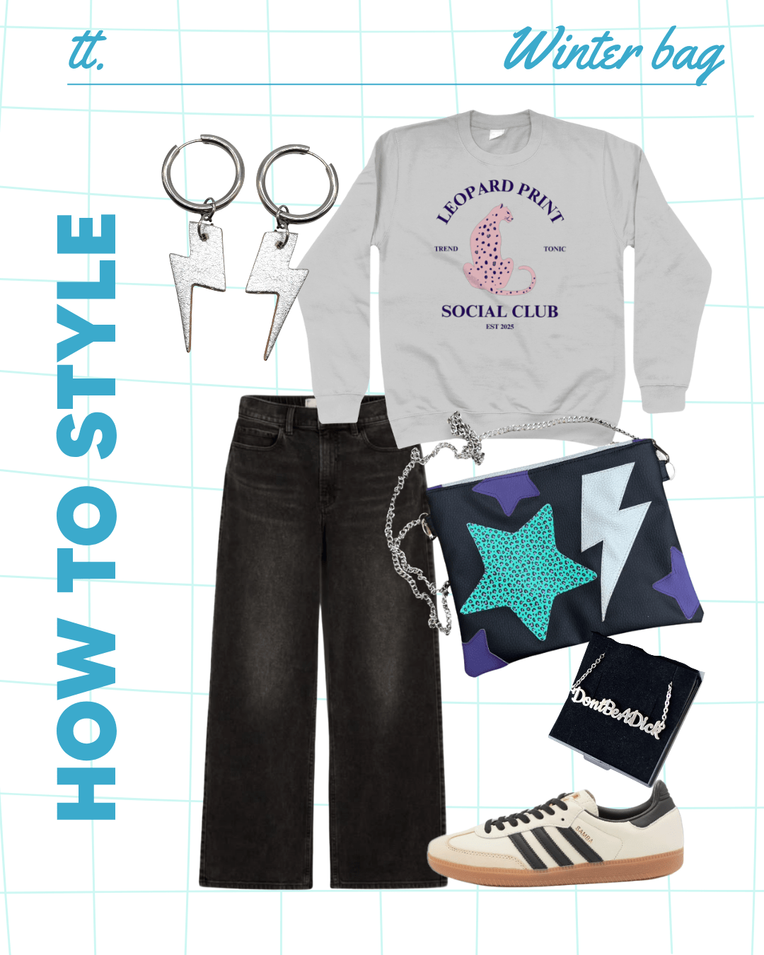 Black and purple lightning bolt star bag - Trend Tonic
