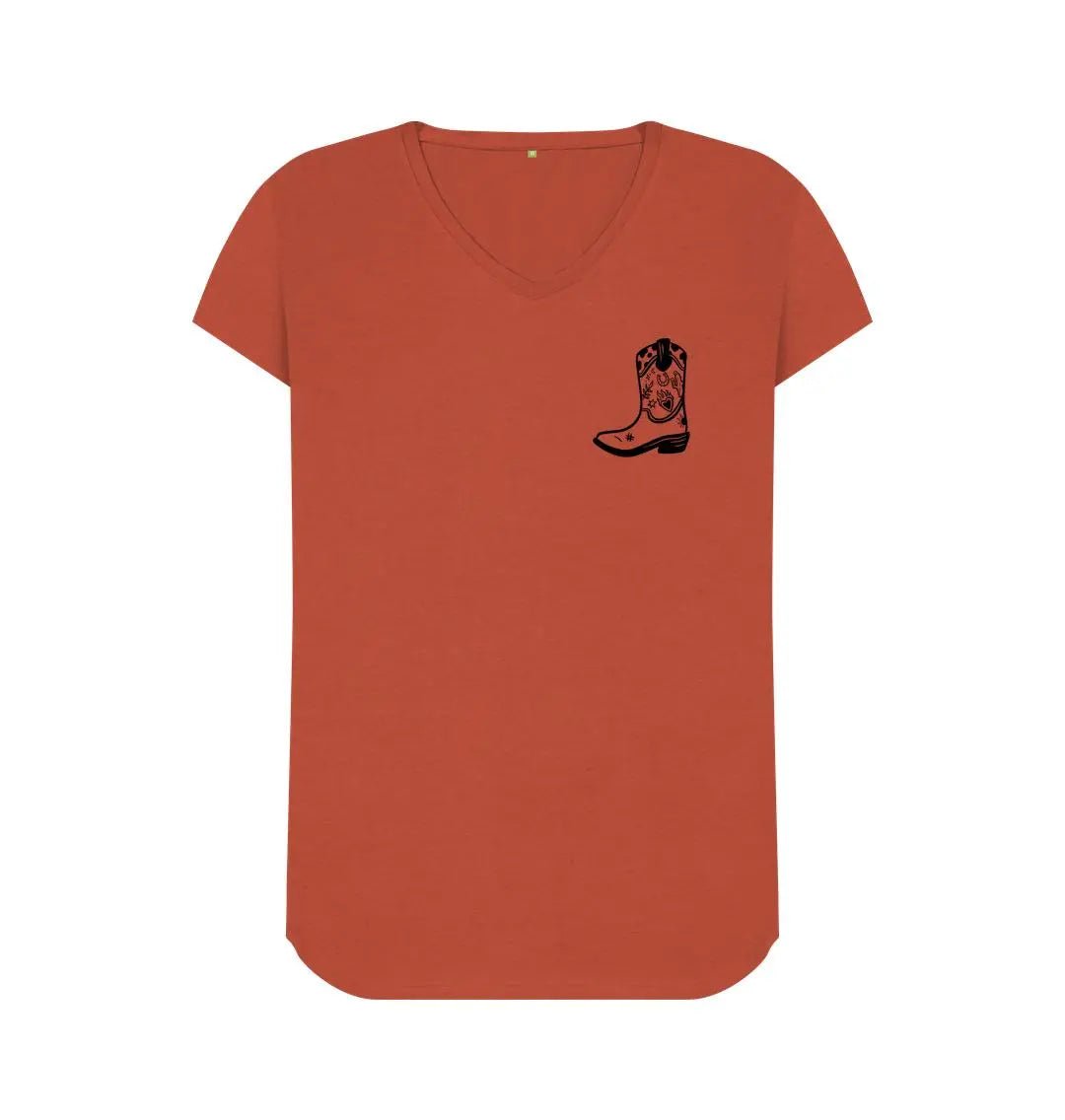 Black small cowboy boot v neck t-shirt - Trend Tonic