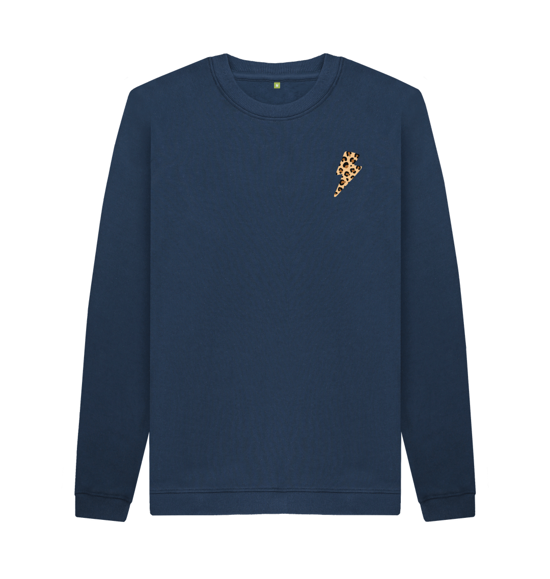 Navy Blue Printed Sweater Front