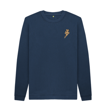 Navy Blue Printed Sweater Front