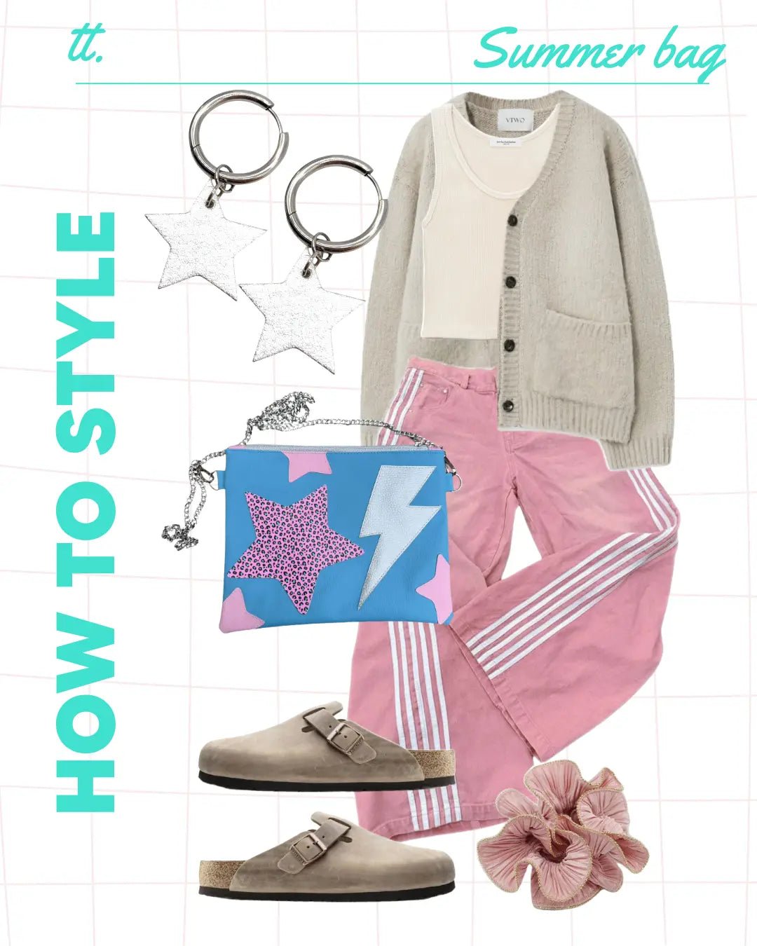 Blue and pink lightning bolt star bag - Trend Tonic