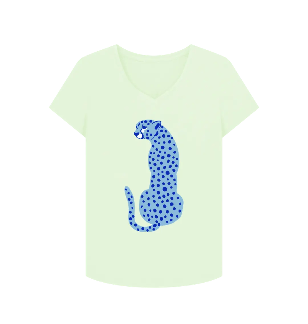 Blue cheetah V neck t-shirt - Trend Tonic