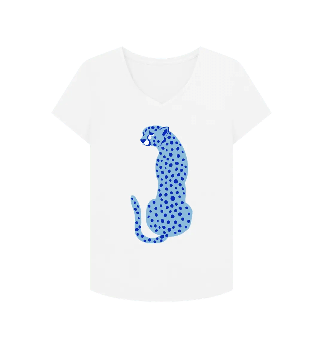 Blue cheetah V neck t-shirt - Trend Tonic