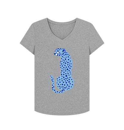 Blue cheetah V neck t-shirt - Trend Tonic