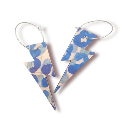 Blue leopard print and cobalt lightning bolt earrings - Trend Tonic
