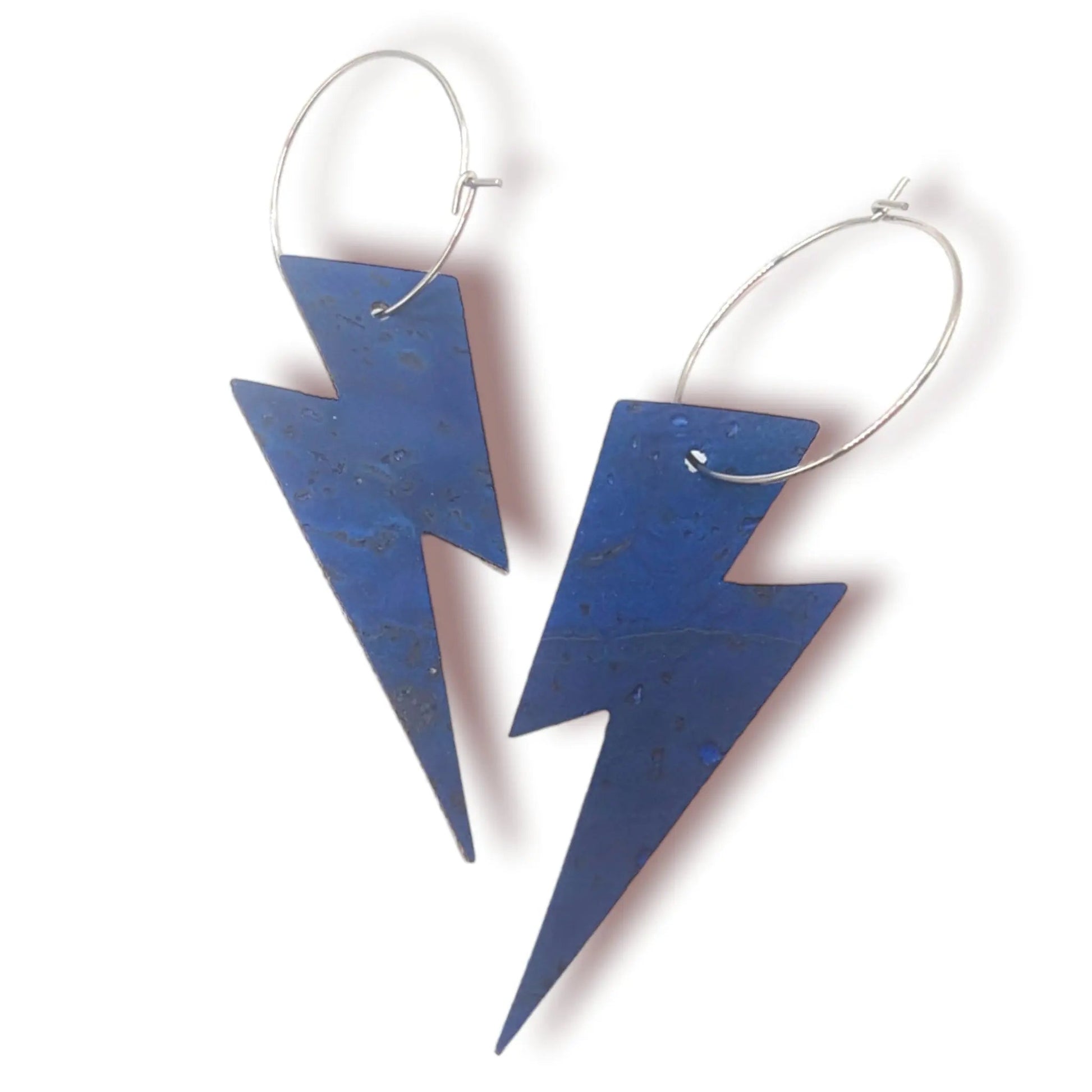 Blue leopard print and cobalt lightning bolt earrings - Trend Tonic