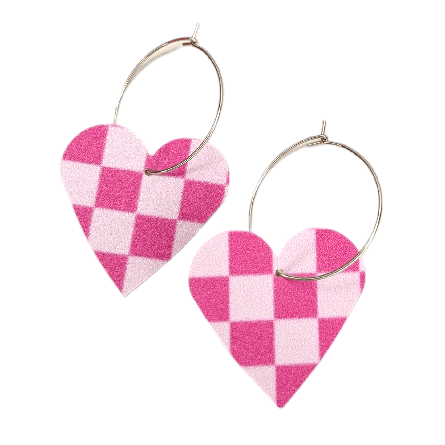 Blush and pink checked hearts - Trend Tonic