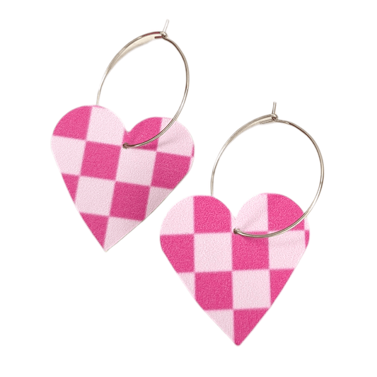 Blush and pink checked hearts - Trend Tonic