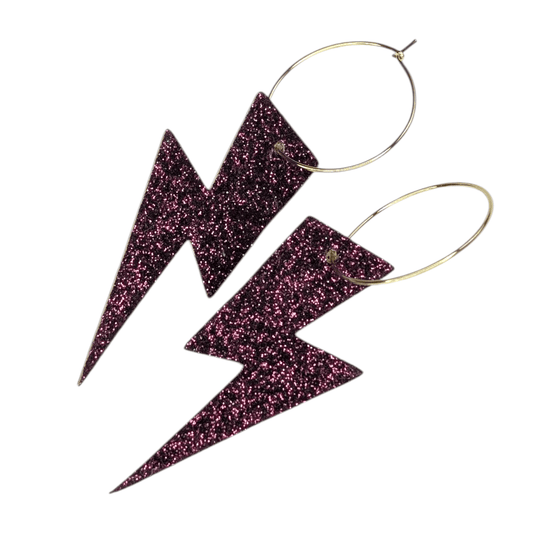 Burgundy glitter lightning bolt earrings - Trend Tonic