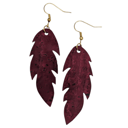 Burgundy leaf earrings - Trend Tonic
