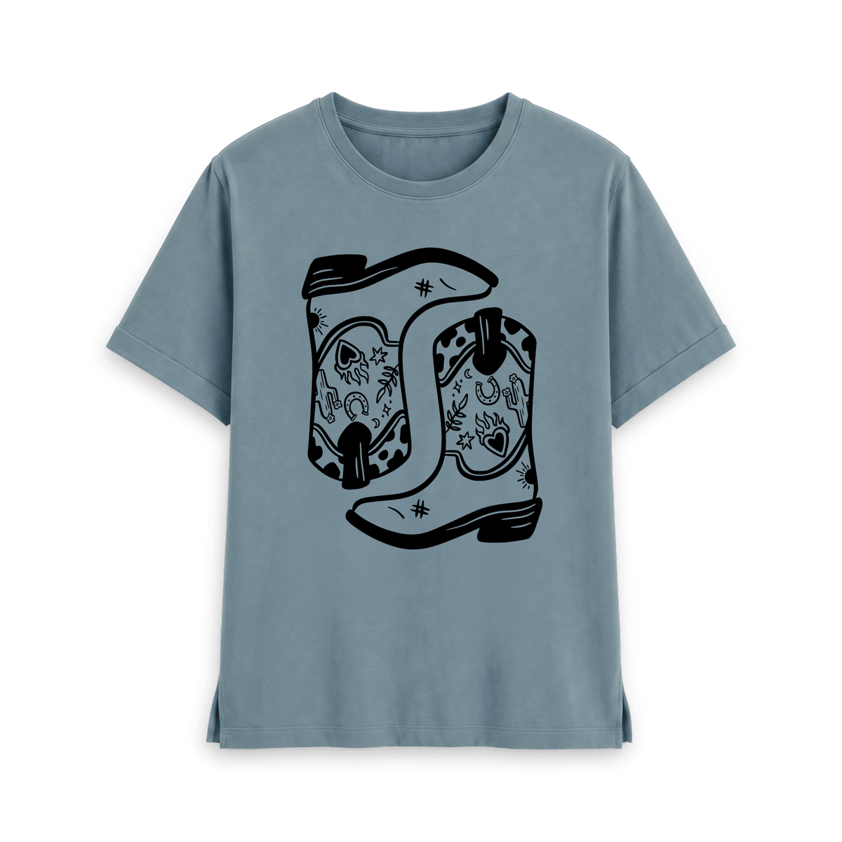 Stone Blue Printed T-shirt Front
