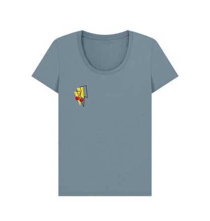 Stone Blue Printed T-shirt Front