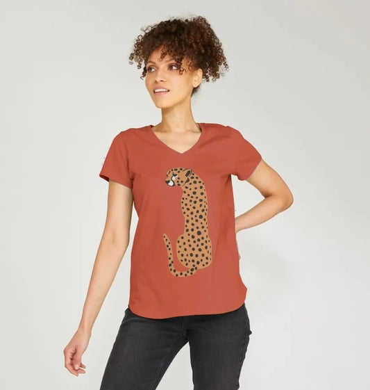 Cheetah V neck t-shirt - Trend Tonic