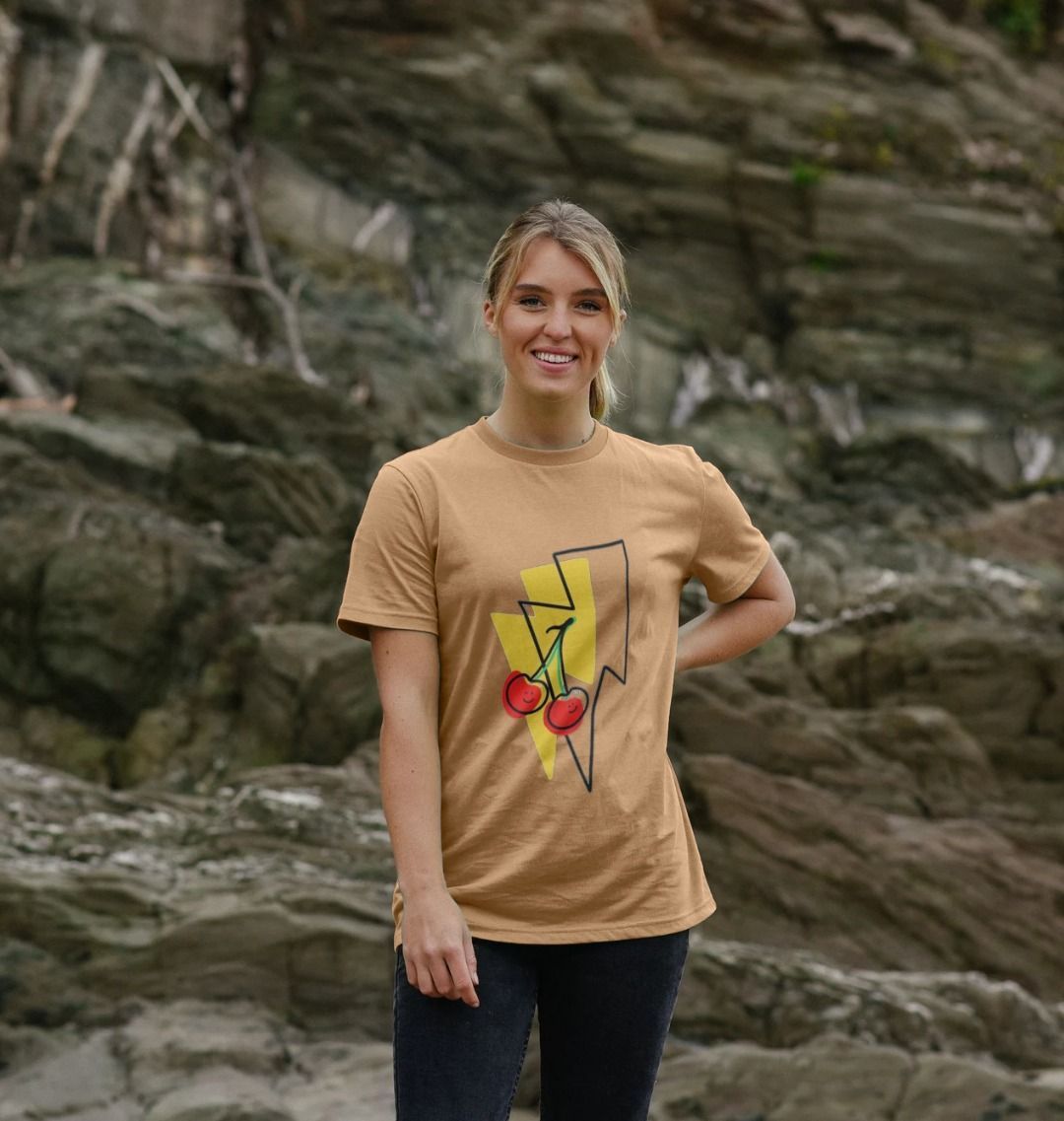 Cherry lightning bolt crew neck t-shirt - Trend Tonic