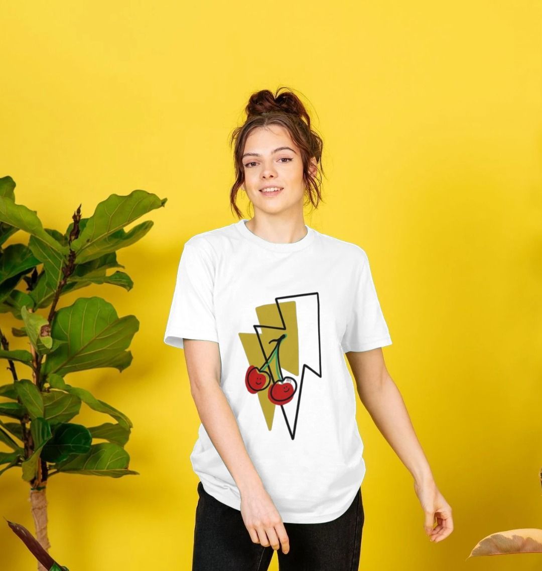 Cherry lightning bolt crew neck t-shirt - Trend Tonic