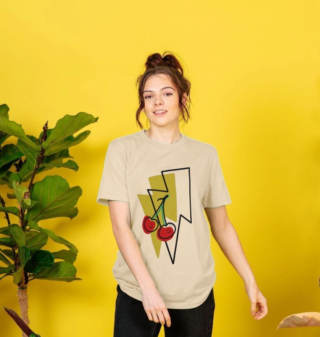Cherry lightning bolt crew neck t-shirt - Trend Tonic