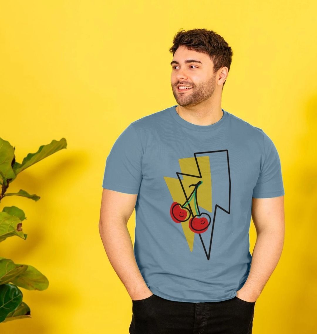 Cherry lightning bolt crew neck t-shirt - Trend Tonic