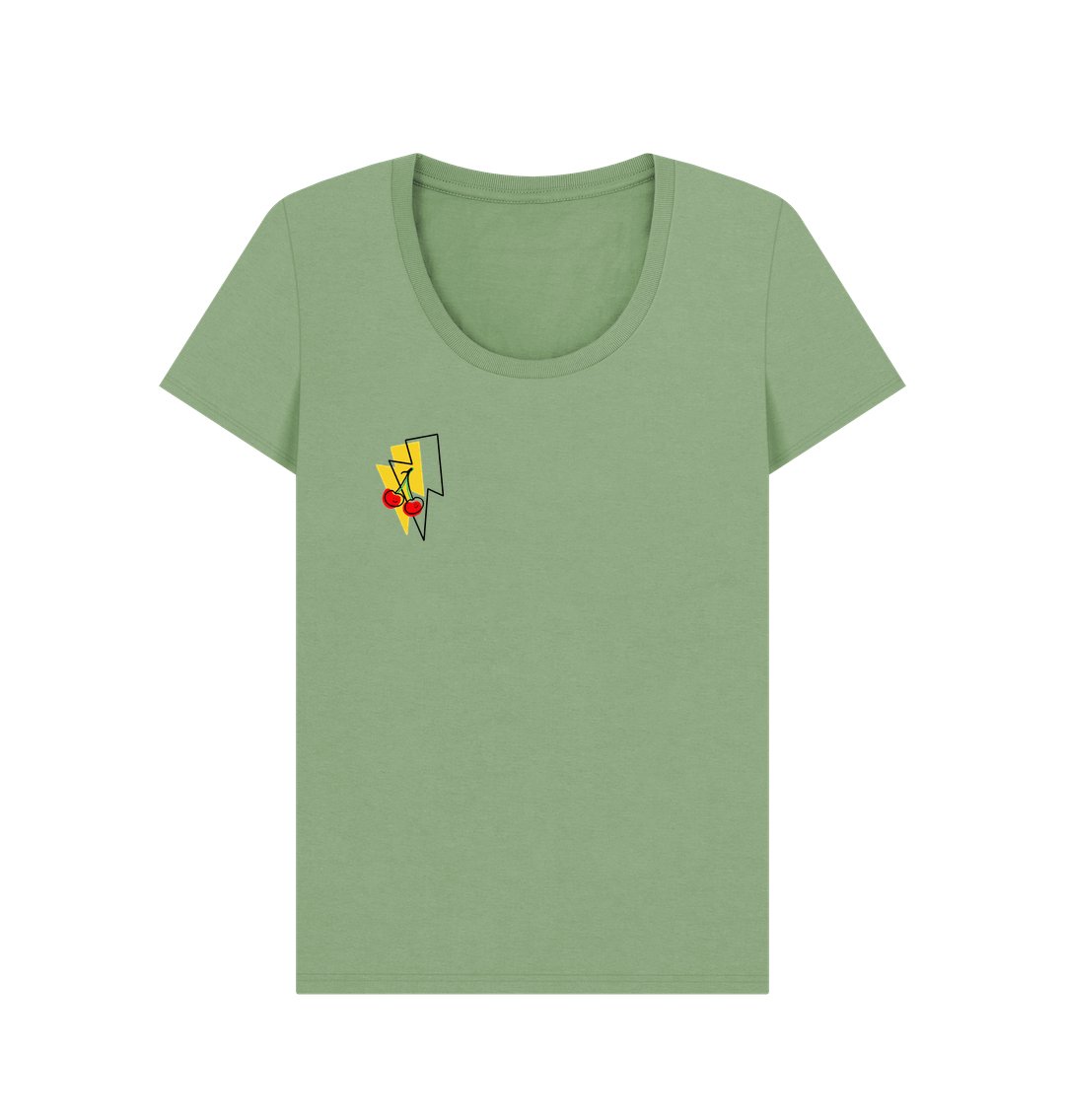 Cherry lightning bolt scoop neck t-shirt - Trend Tonic