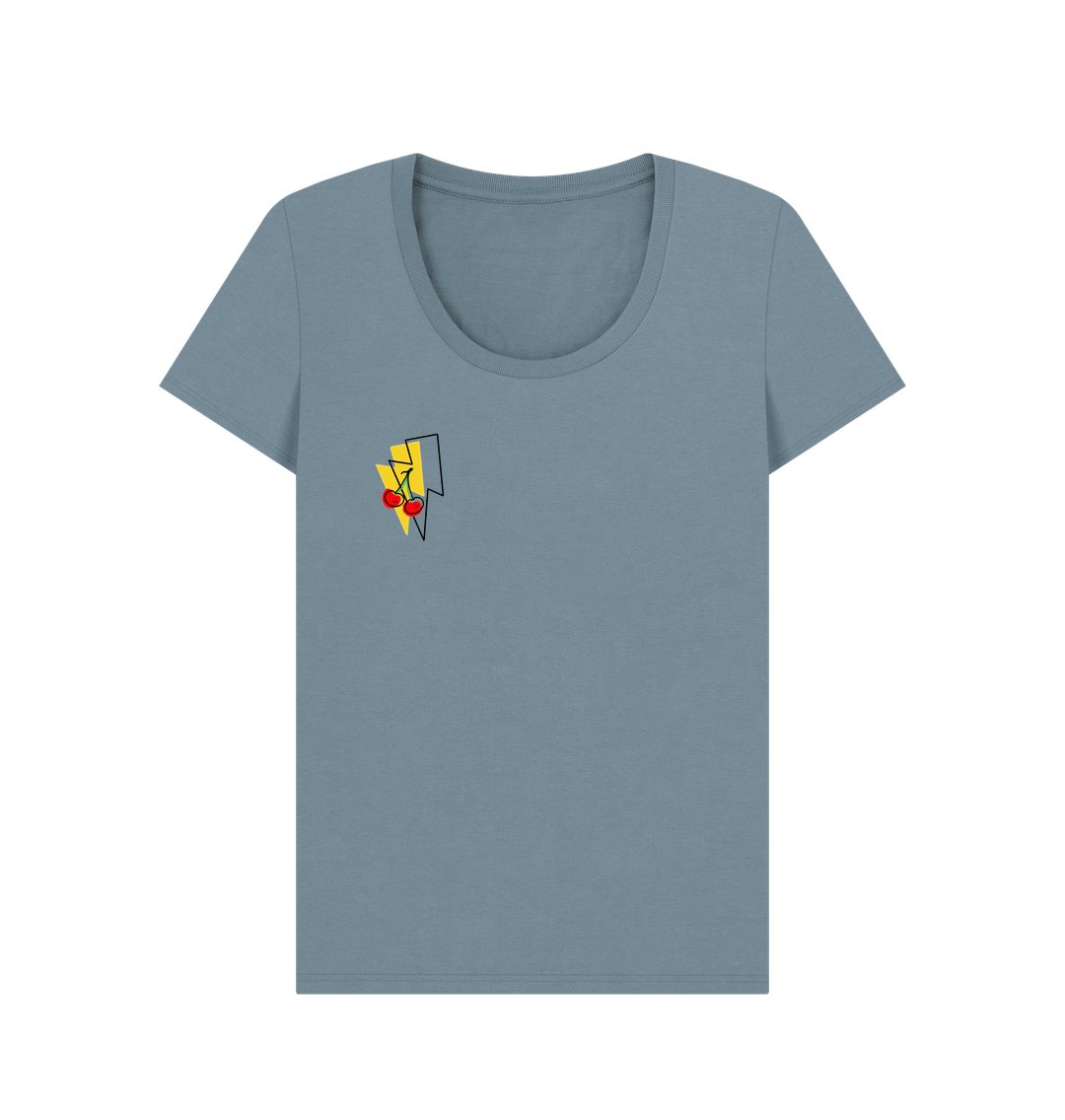 Cherry lightning bolt scoop neck t-shirt - Trend Tonic