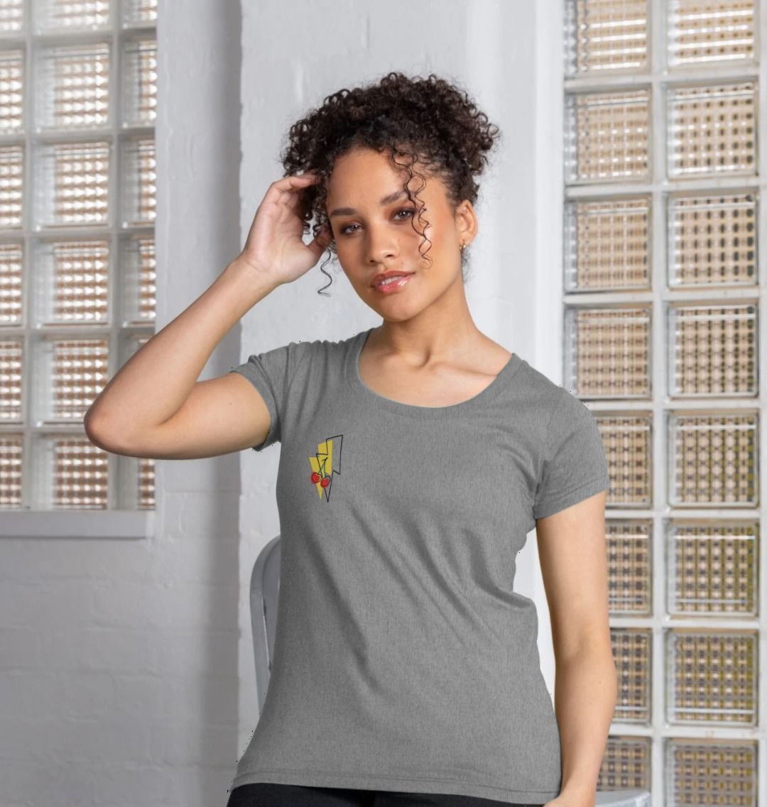 Cherry lightning bolt scoop neck t-shirt - Trend Tonic