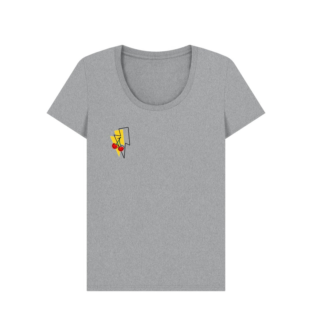 Cherry lightning bolt scoop neck t-shirt - Trend Tonic