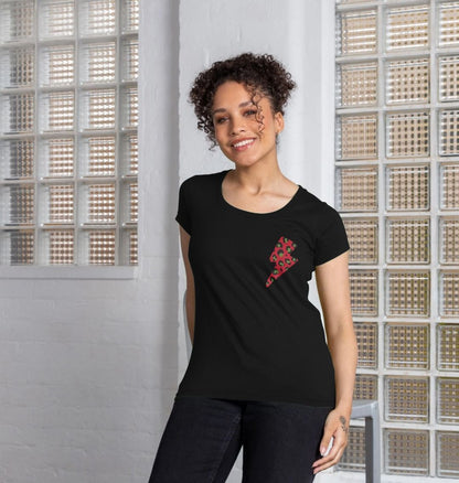 Christmas red and green leopard print lightning bolt scoop neck t-shirt - Trend Tonic