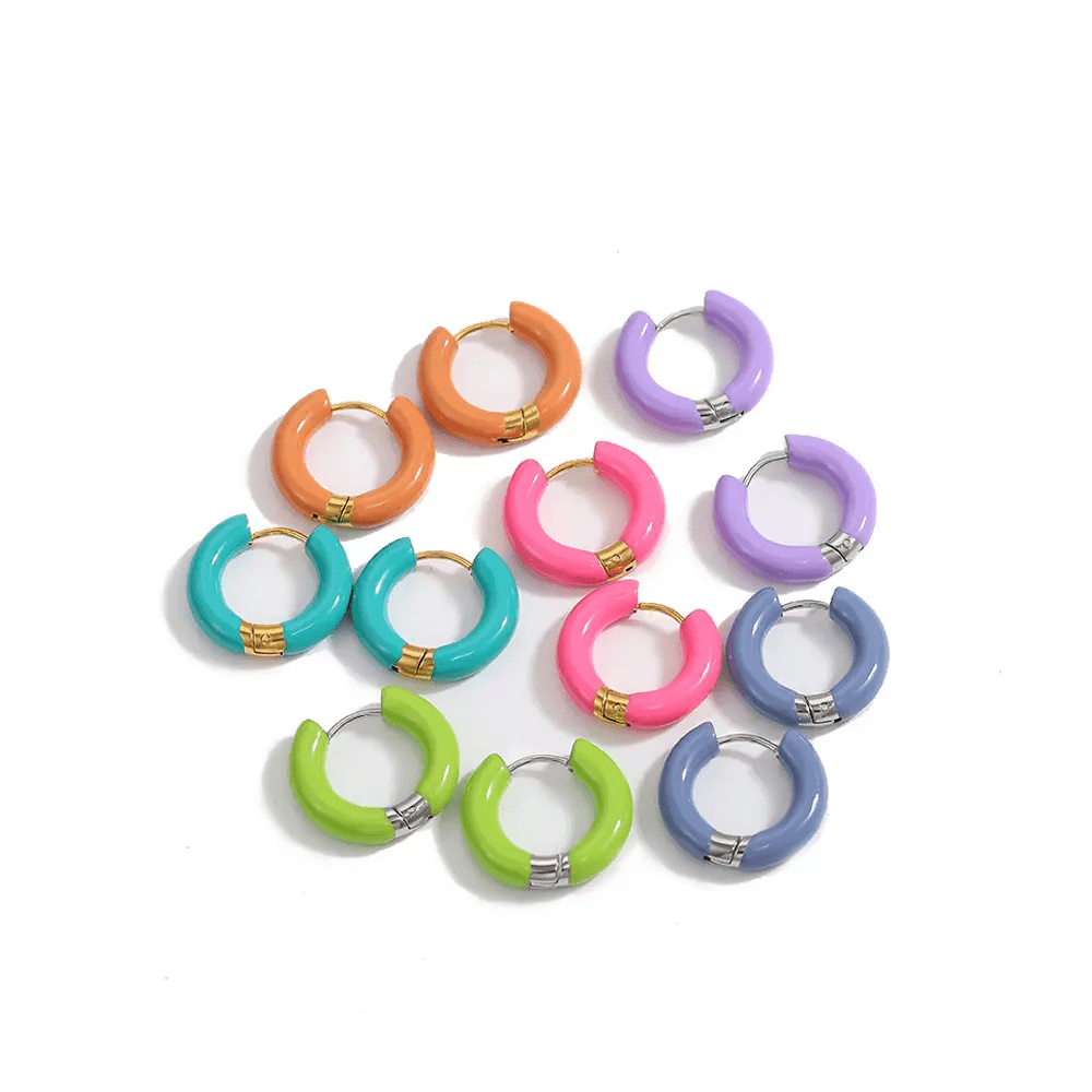 Chunky colourful hoop earrings - Trend Tonic