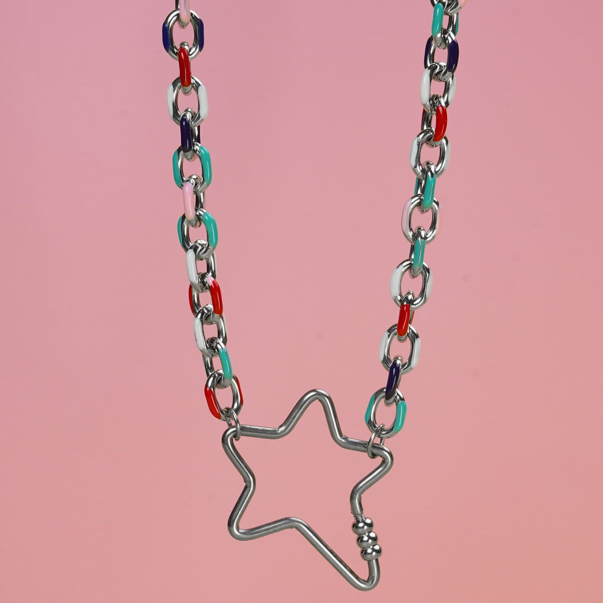 Colourful star carabiner necklace - Trend Tonic