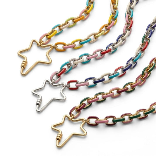 Colourful star carabiner necklace - Trend Tonic
