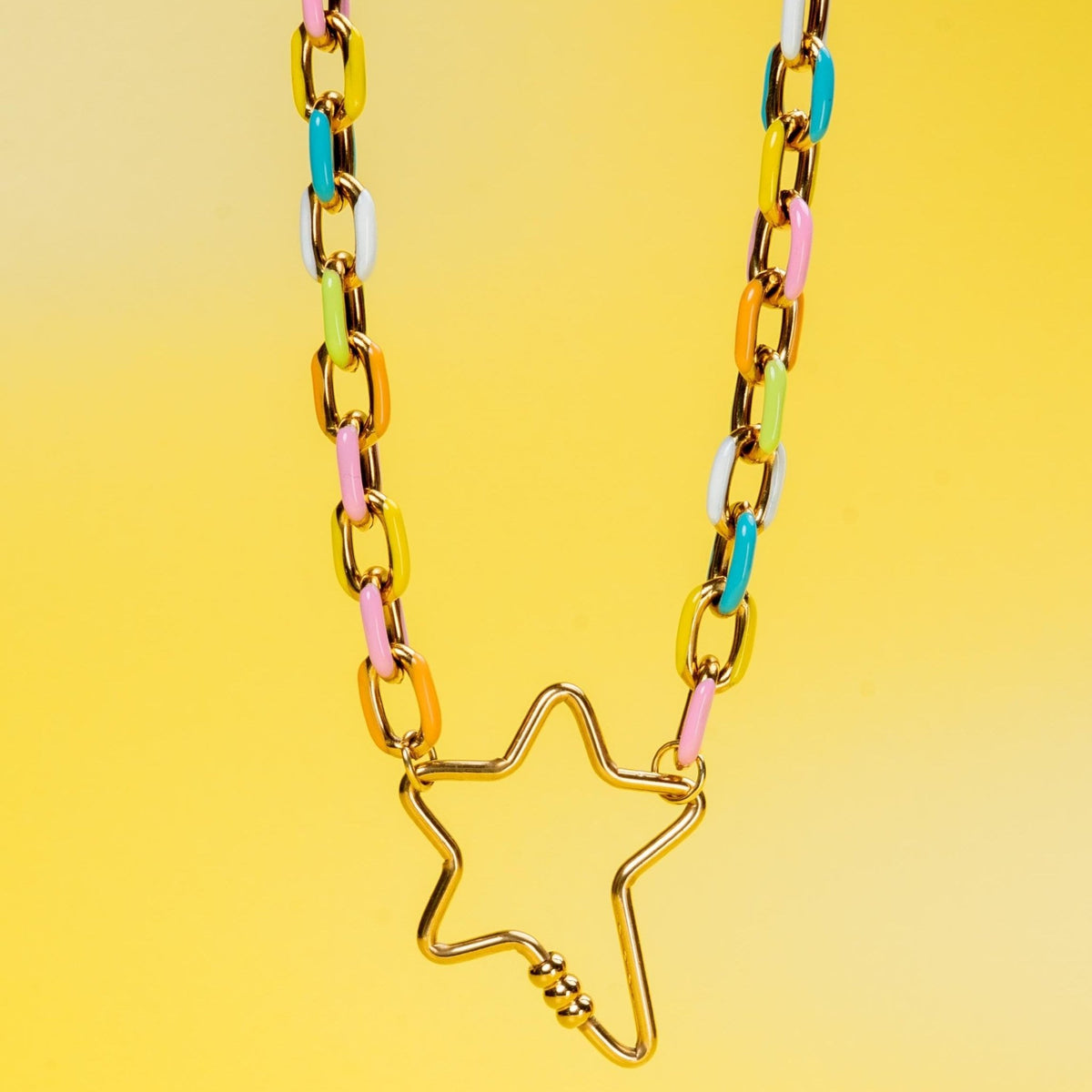Colourful star carabiner necklace - Trend Tonic