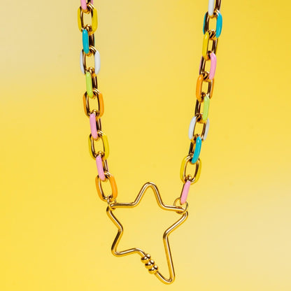 Colourful star carabiner necklace - Trend Tonic