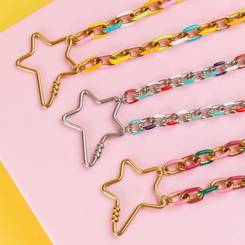 Colourful star carabiner necklace - Trend Tonic