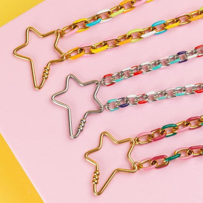 Colourful star carabiner necklace - Trend Tonic