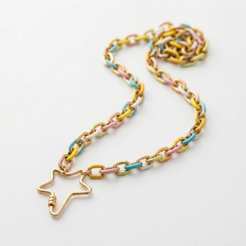 Colourful star carabiner necklace - Trend Tonic