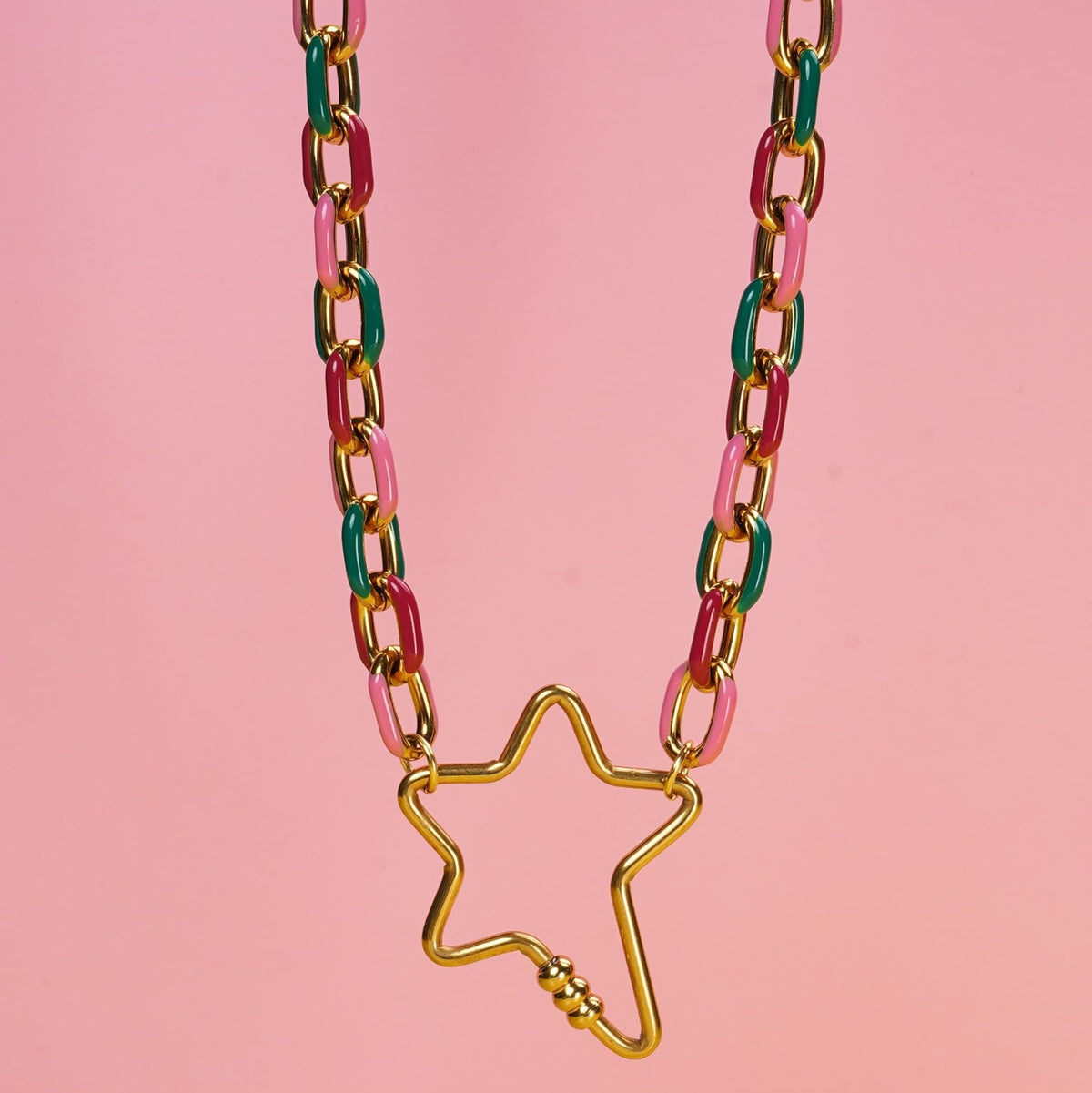 Colourful star carabiner necklace - Trend Tonic
